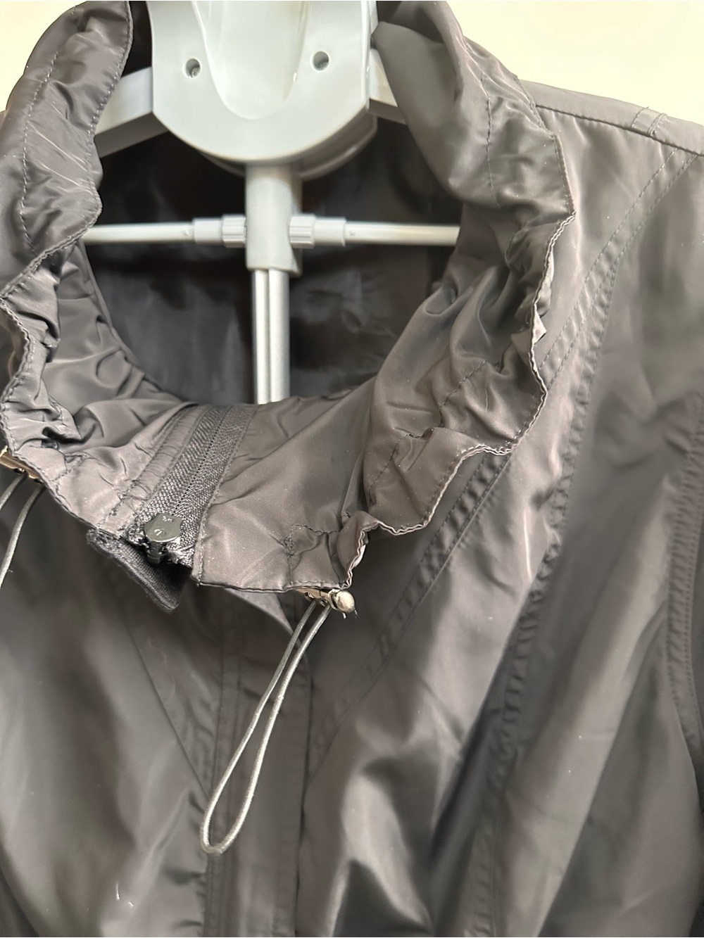 Alison Sheri - Black Utility Drawstring Jacket with Ruffle Hem - Picture 2 of 9